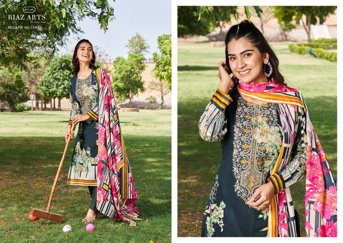 Musafir Vol 8 By Riaz Arts Digital Printed Karachi Cotton Dress Material Wholesale Online
